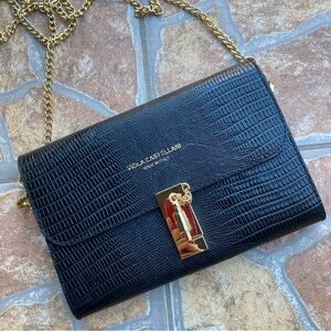 Viola Castellani Croc Embossed Leather Crossbody Clutch